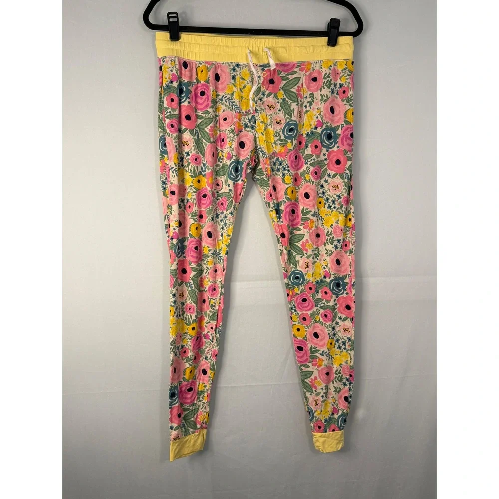 Little Sleepies Pajama Set Womens Small Pink Floral Bamboo Henley Top Leggings